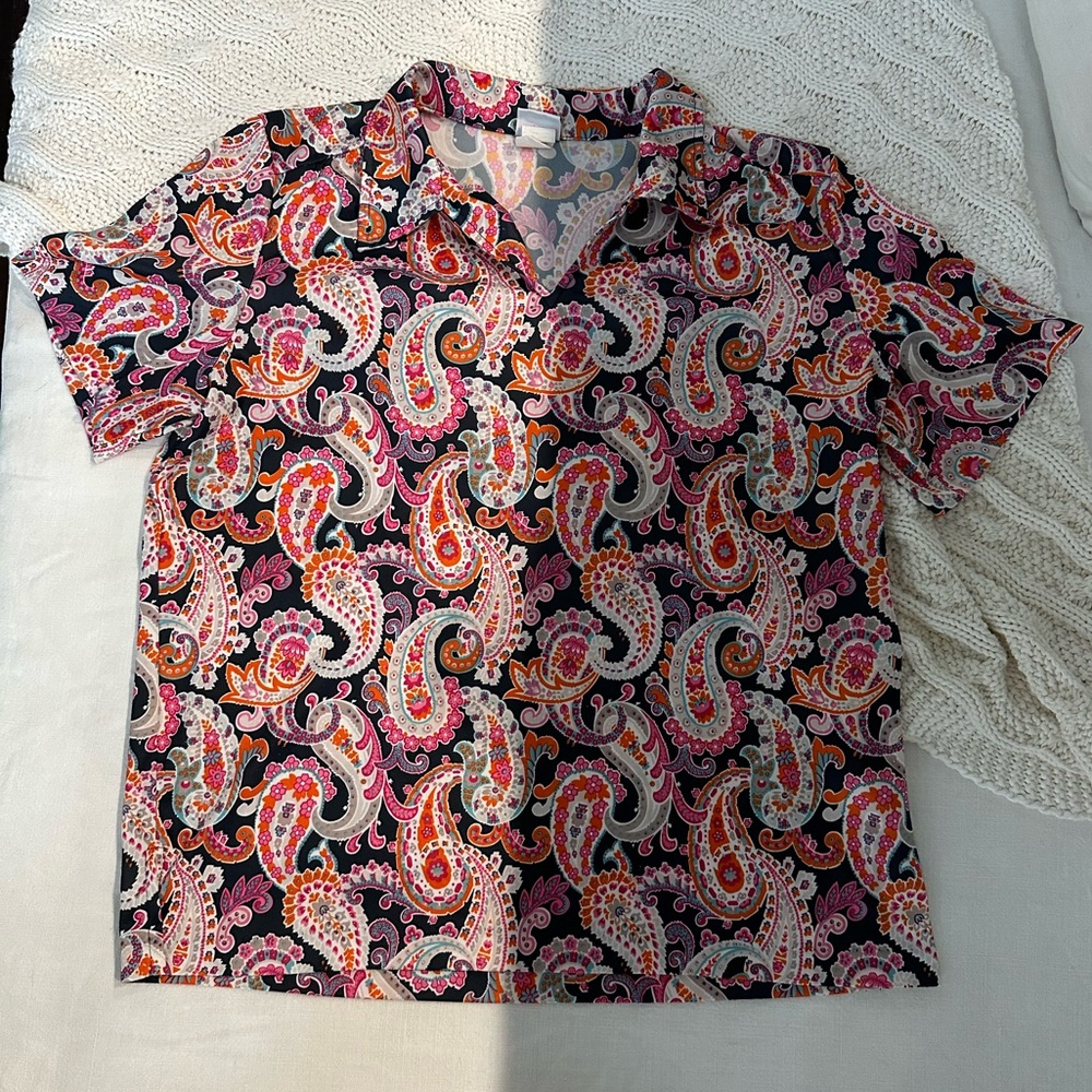 Paisley Short Sleeve Collared Shirt